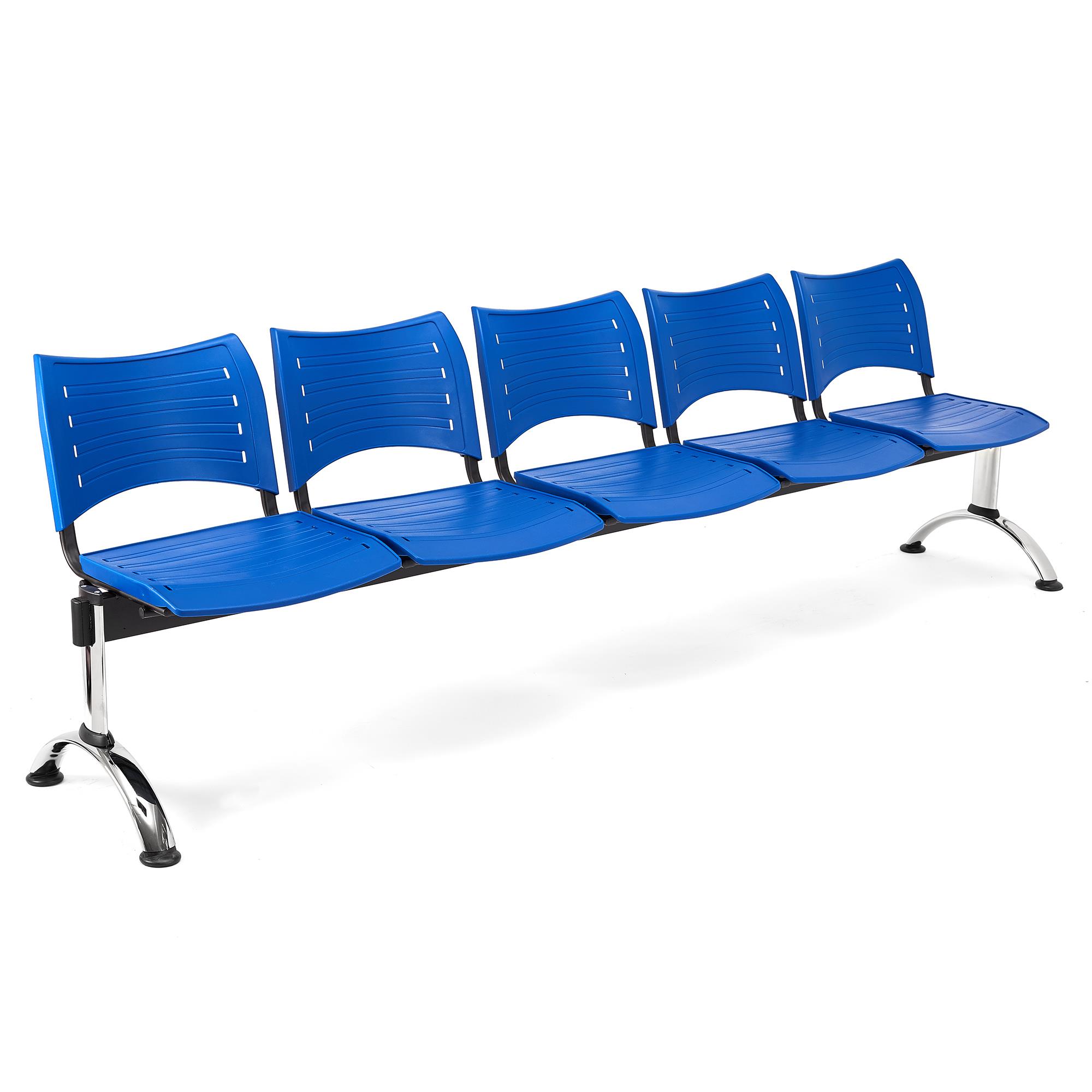 Wartebank ELVA 5-Sitzer, Metallgestell, Kunststoff, Farbe Blau