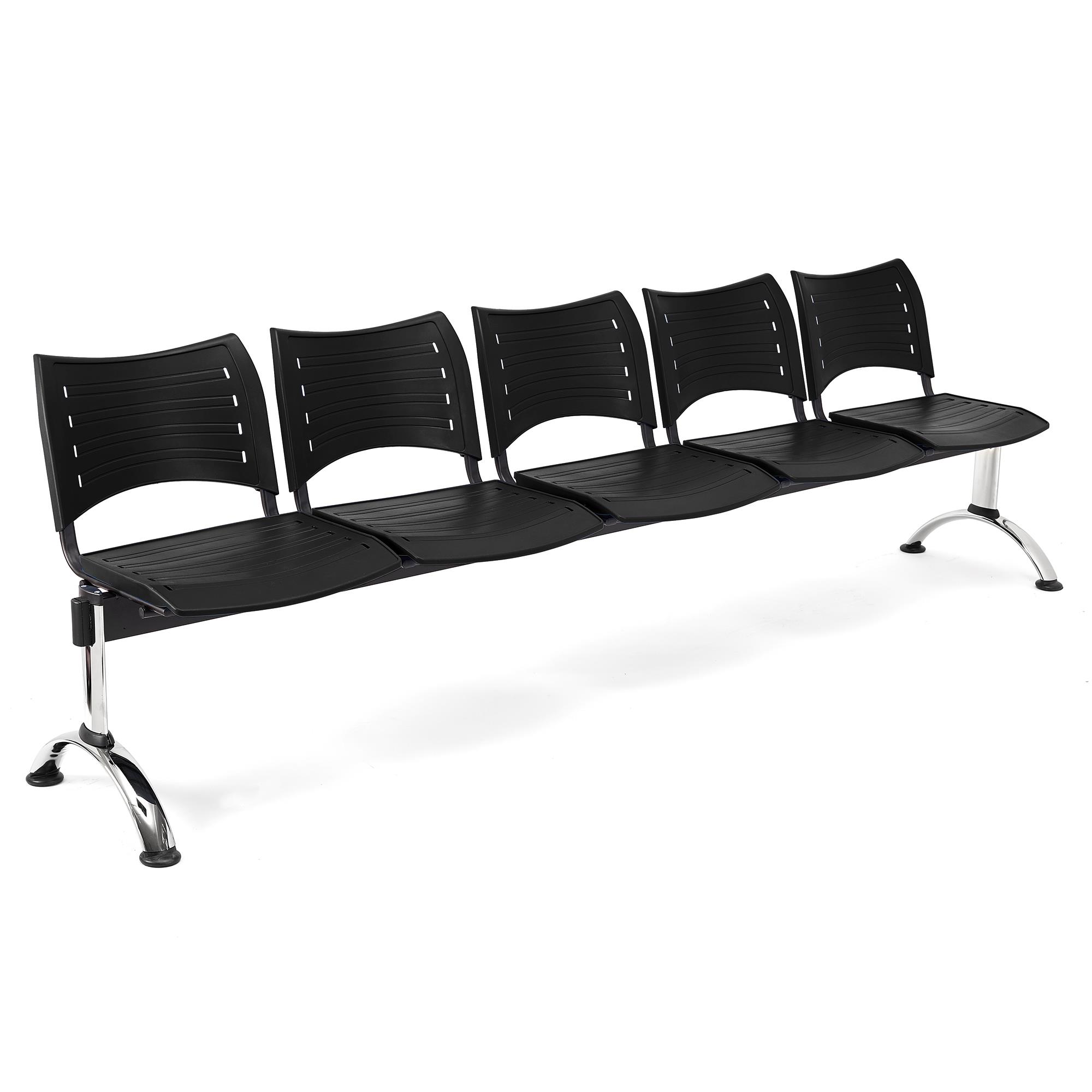 Wartebank ELVA 5-Sitzer, Metallgestell, Kunststoff, Farbe Schwarz