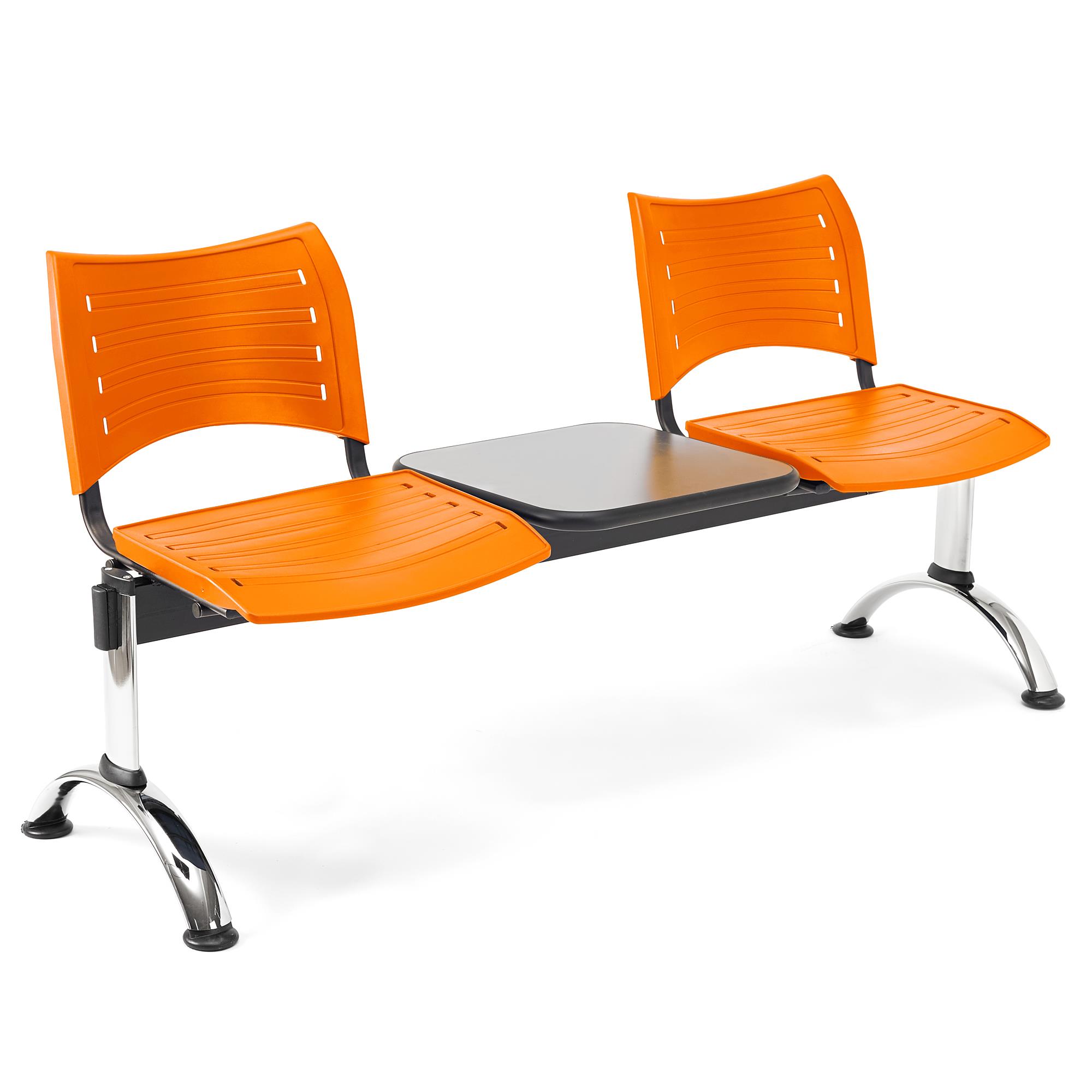 Wartebank ELVA 2-Sitzer mit Tisch, Metallgestell, Kunststoff, Farbe Orange