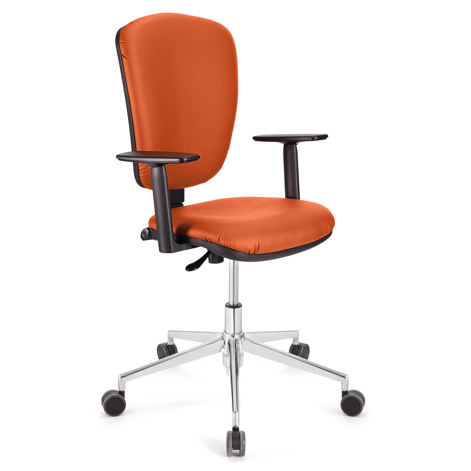 Bürostuhl KALIPSO PRO LEDER, verstellbare Rücken- und Armlehnen, Metallgestell, Lederbezug, Farbe Orange