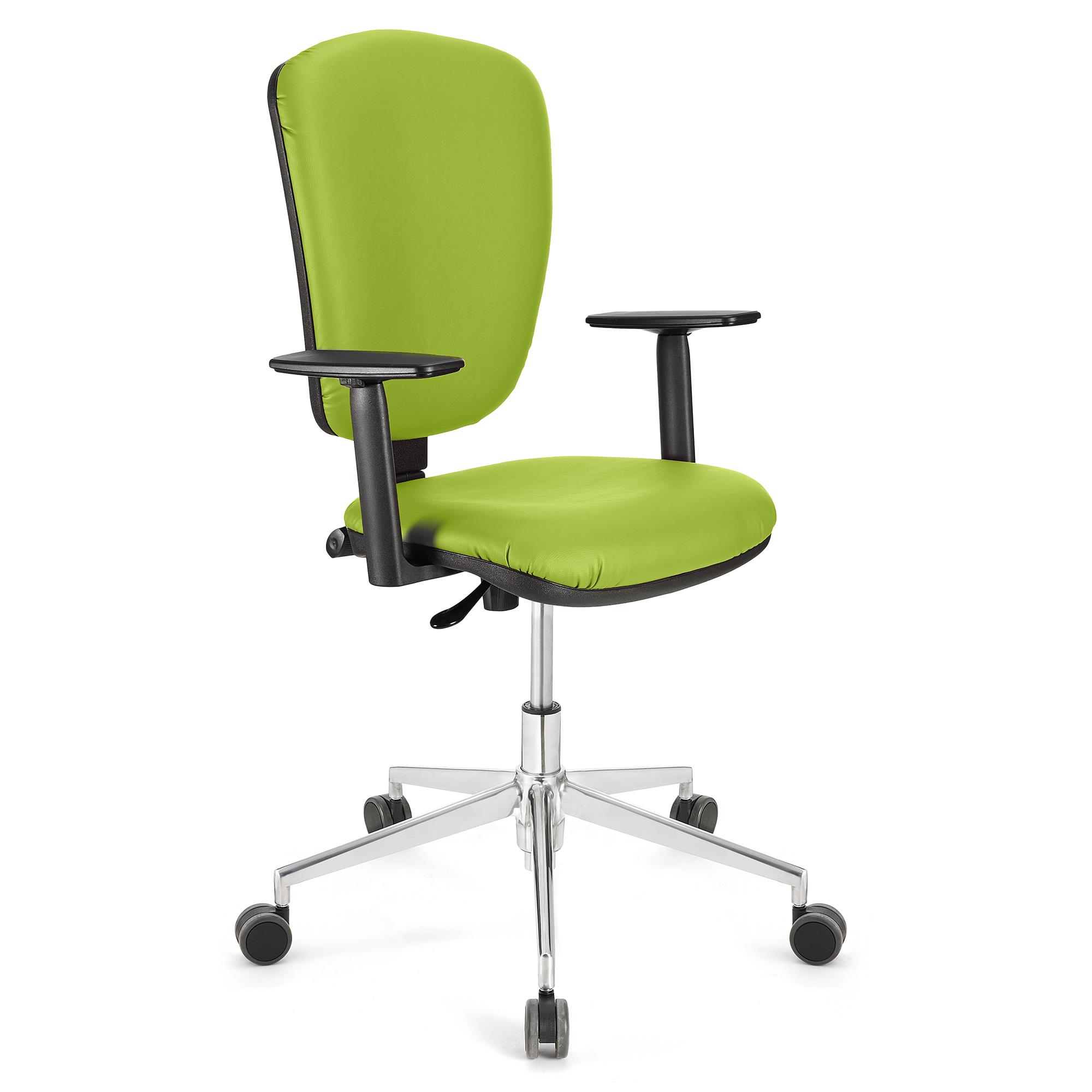 Bürostuhl KALIPSO PRO LEDER, verstellbare Rücken- und Armlehnen, Metallgestell, Lederbezug, Farbe Grün