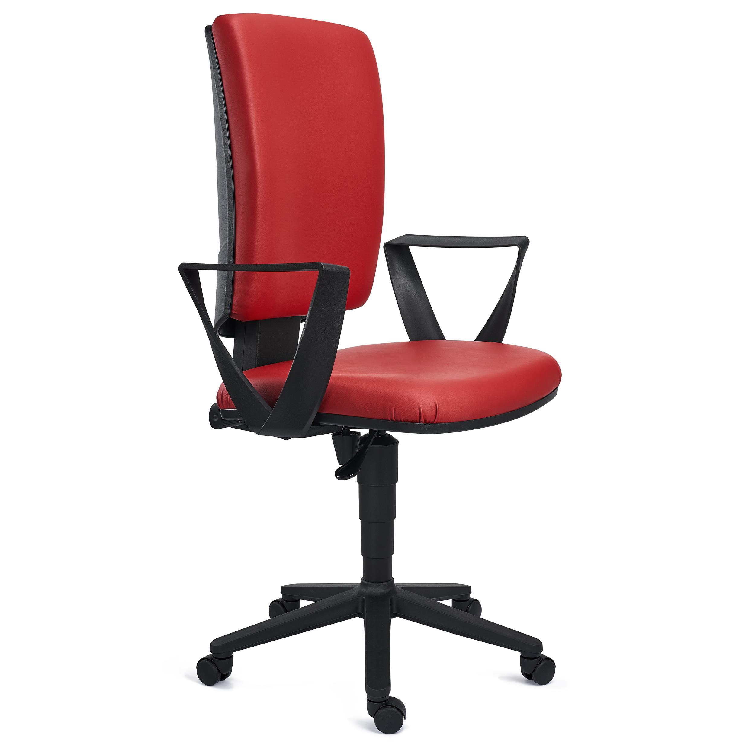 Bürostuhl ATLAS LEDER, verstellbare Rückenlehne, dicke Polsterung, Farbe Rot