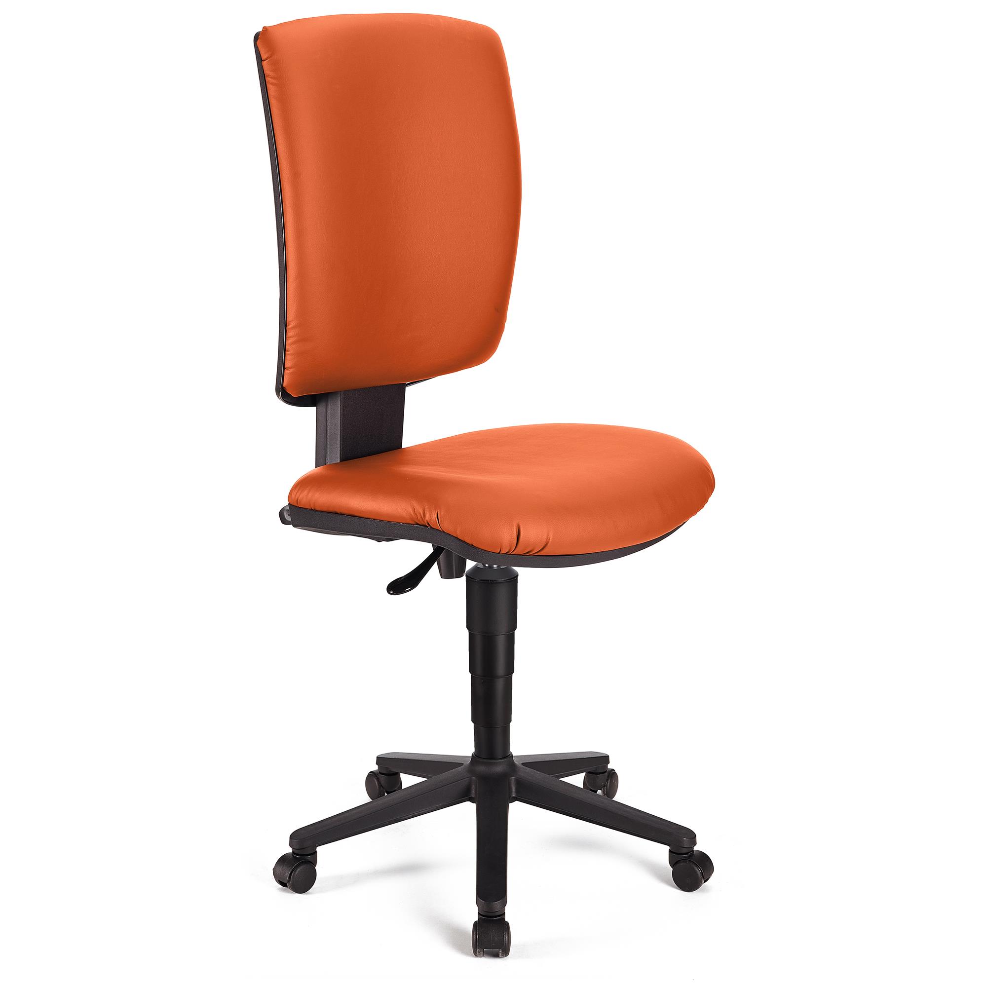 Bürostuhl ATLAS OHNE ARMLEHNEN LEDER, verstellbare Rückenlehne, dicke Polsterung, Farbe Orange