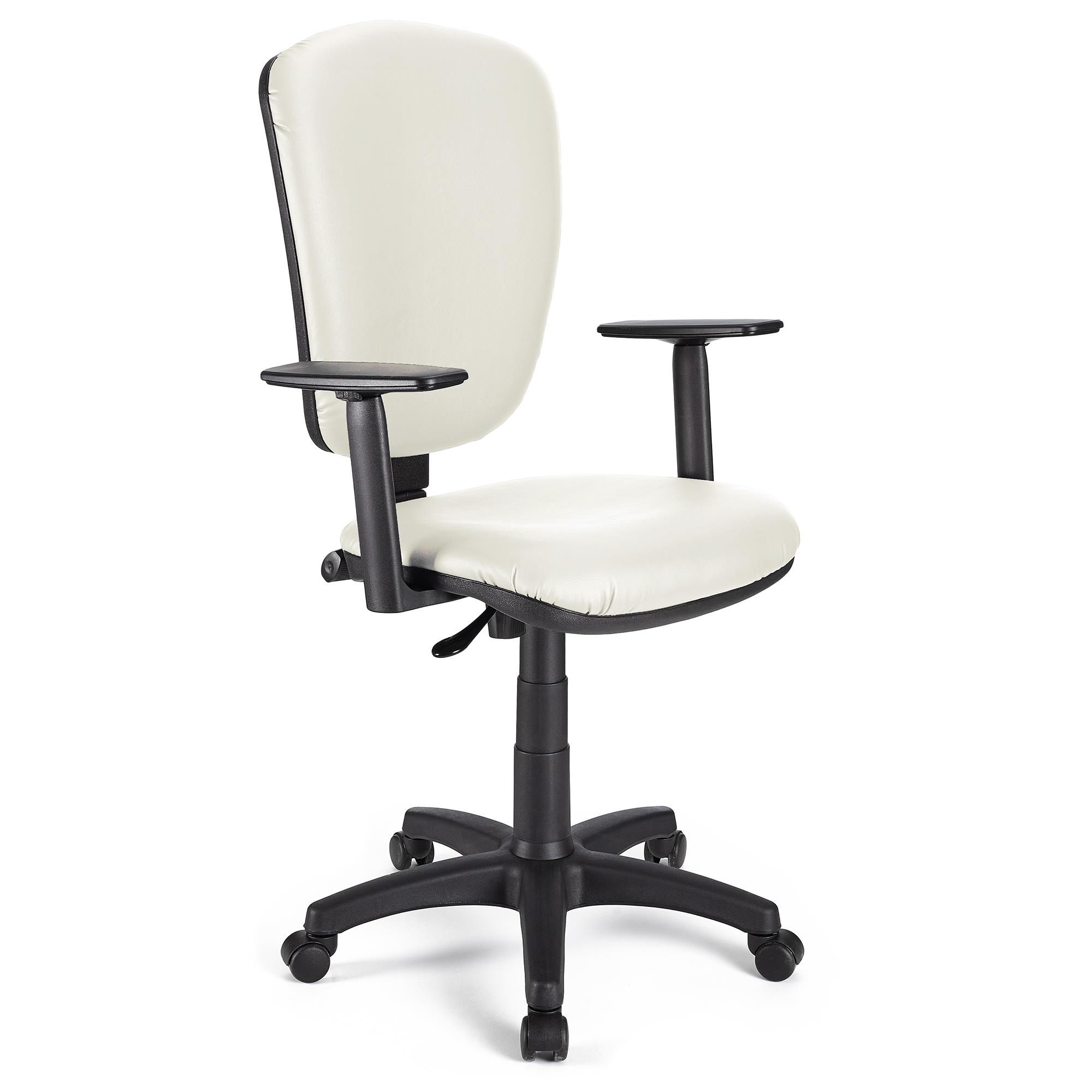 Bürostuhl KALIPSO PLUS LEDER, verstellbare Rücken- und Armlehnen, robust, Farbe Weiß
