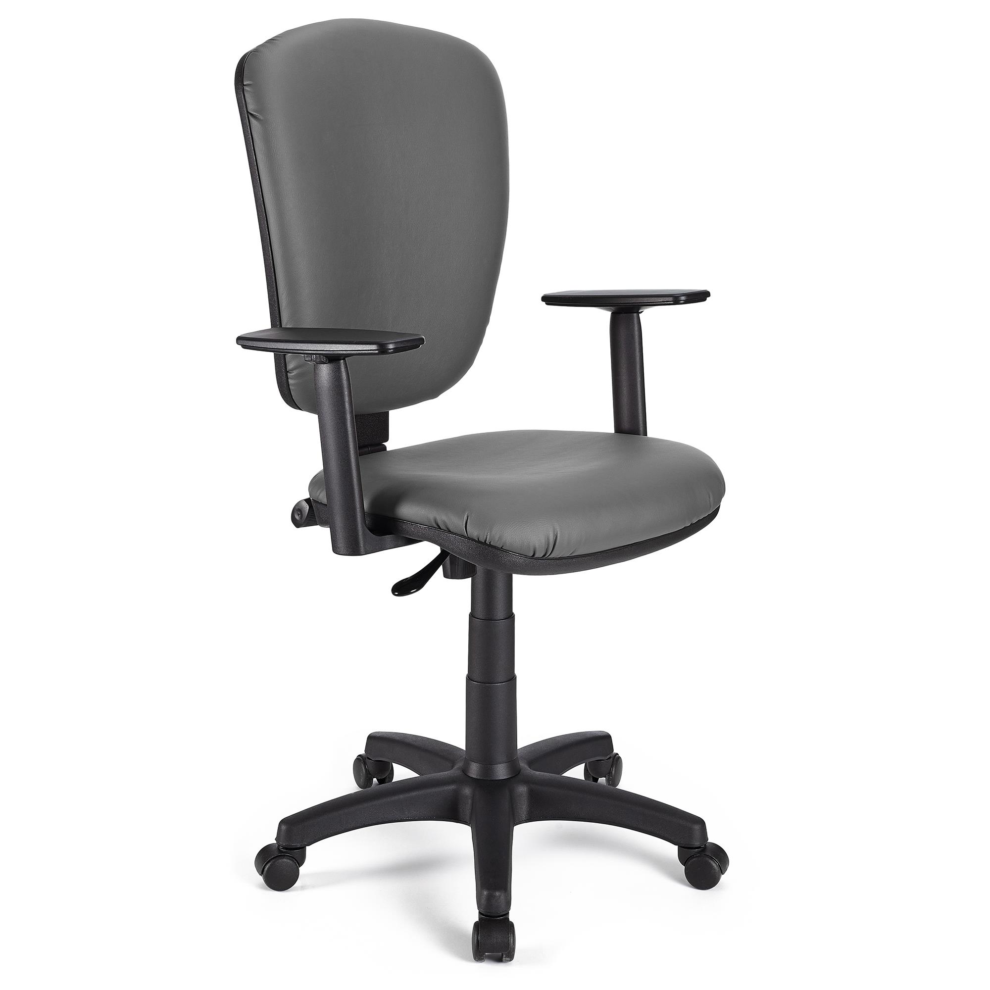 Bürostuhl KALIPSO PLUS LEDER, verstellbare Rücken- und Armlehnen, robust, Farbe Grau