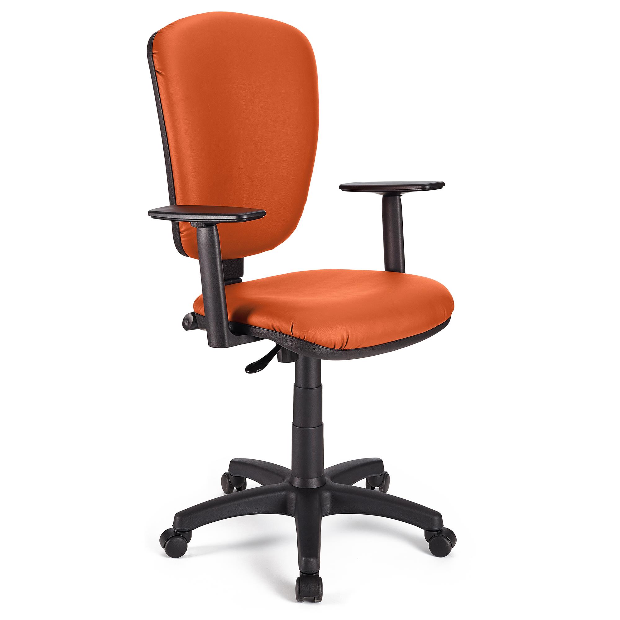 Bürostuhl KALIPSO PLUS LEDER, verstellbare Rücken- und Armlehnen, robust, Farbe Orange