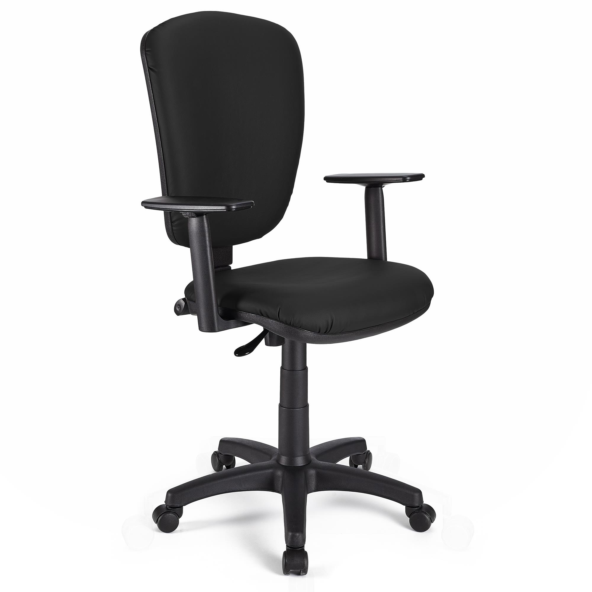 Bürostuhl KALIPSO PLUS LEDER, verstellbare Rücken- und Armlehnen, robust, Farbe Schwarz