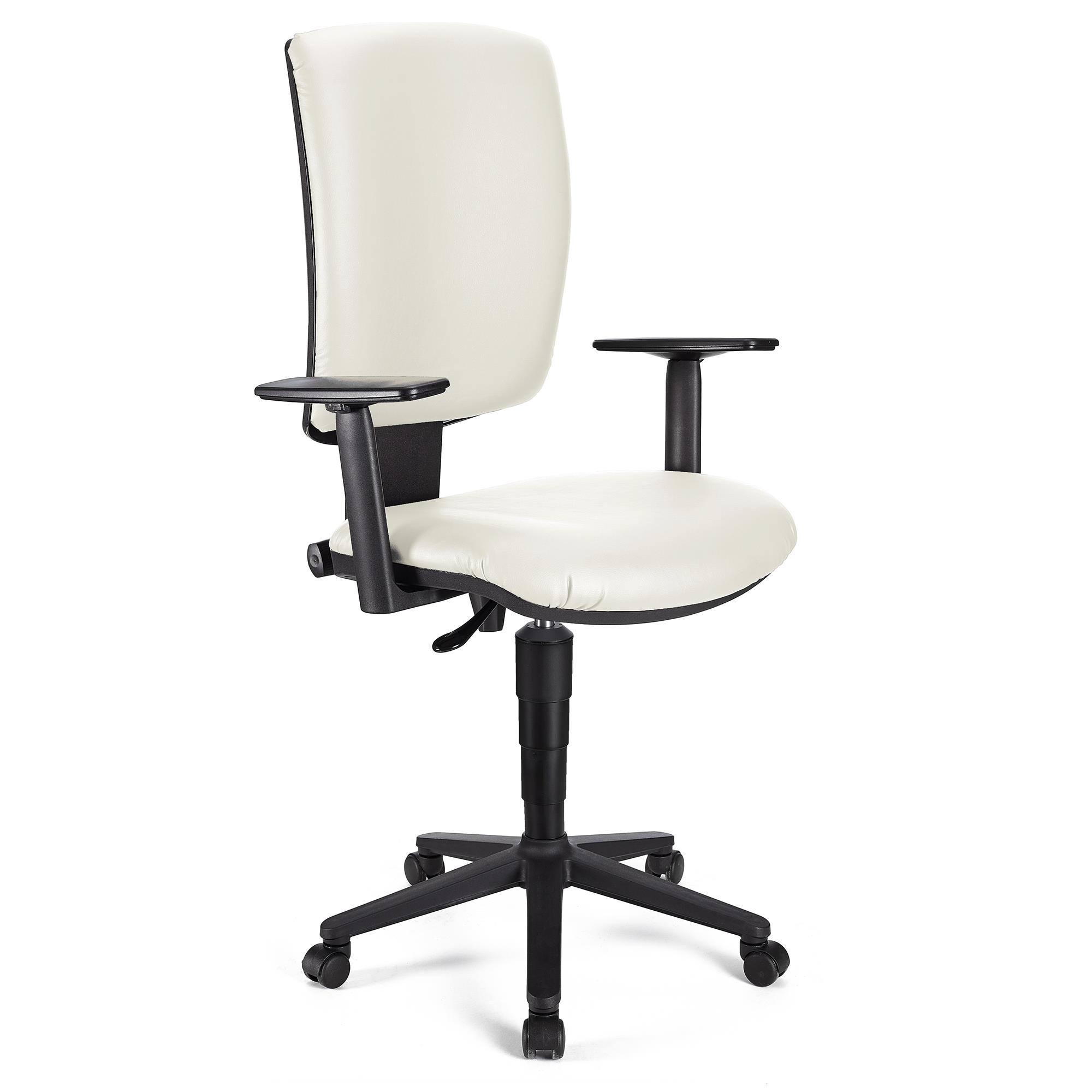 Bürostuhl ATLAS PLUS LEDER, verstellbare Rücken- und Armlehnen, dicke Polsterung, Farbe Weiß