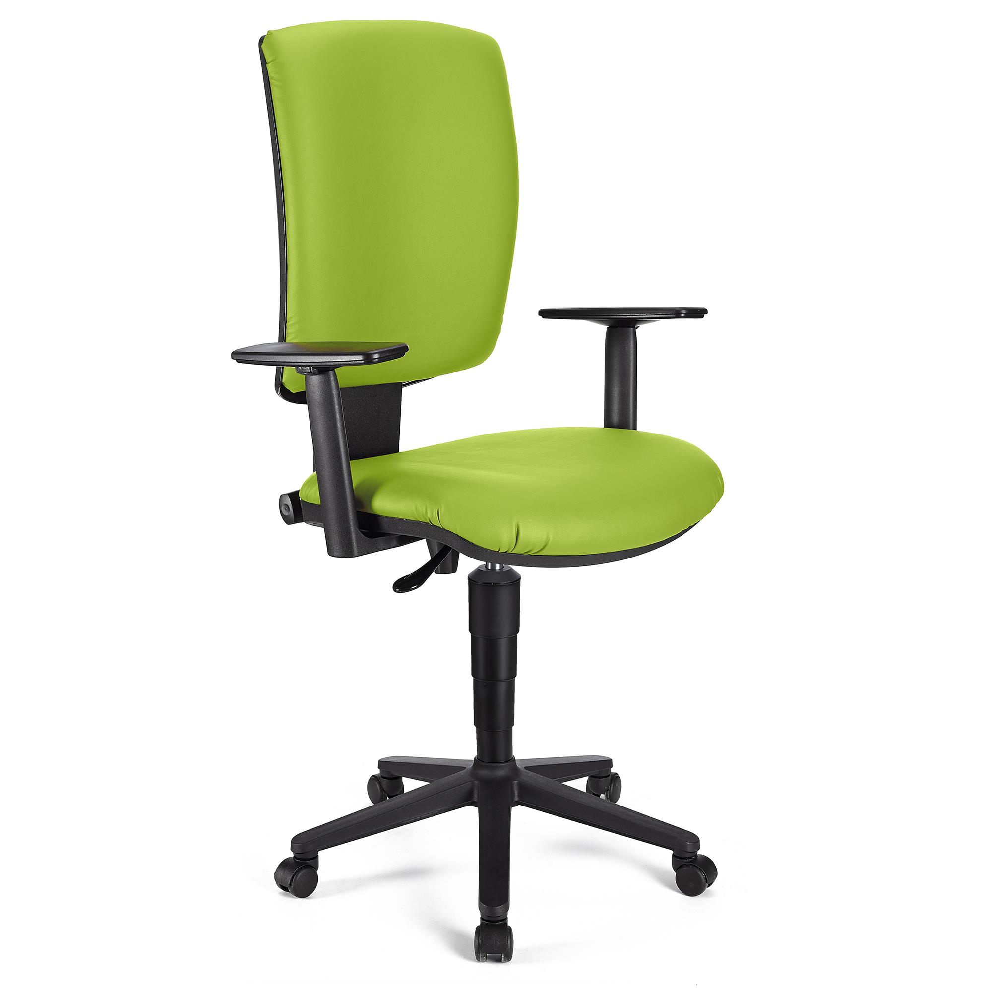 Bürostuhl ATLAS PLUS LEDER, verstellbare Rücken- und Armlehnen, dicke Polsterung, Farbe Grün