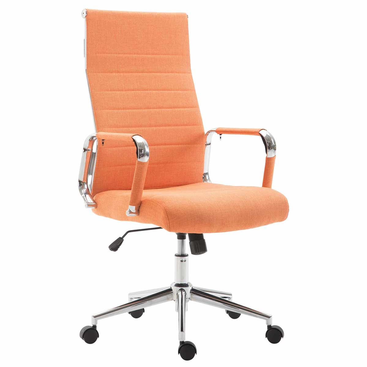 Bürosessel KOLMU STOFF, Metallgestell, elegantes Design mit Quersteppung, Farbe Orange