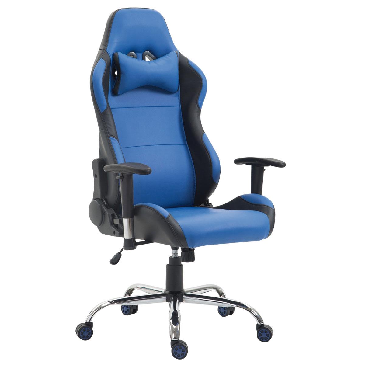 Gaming-Stuhl ROSBY. Sportliches Design und hoher Komfort, Lederbezug, Farbe Blau