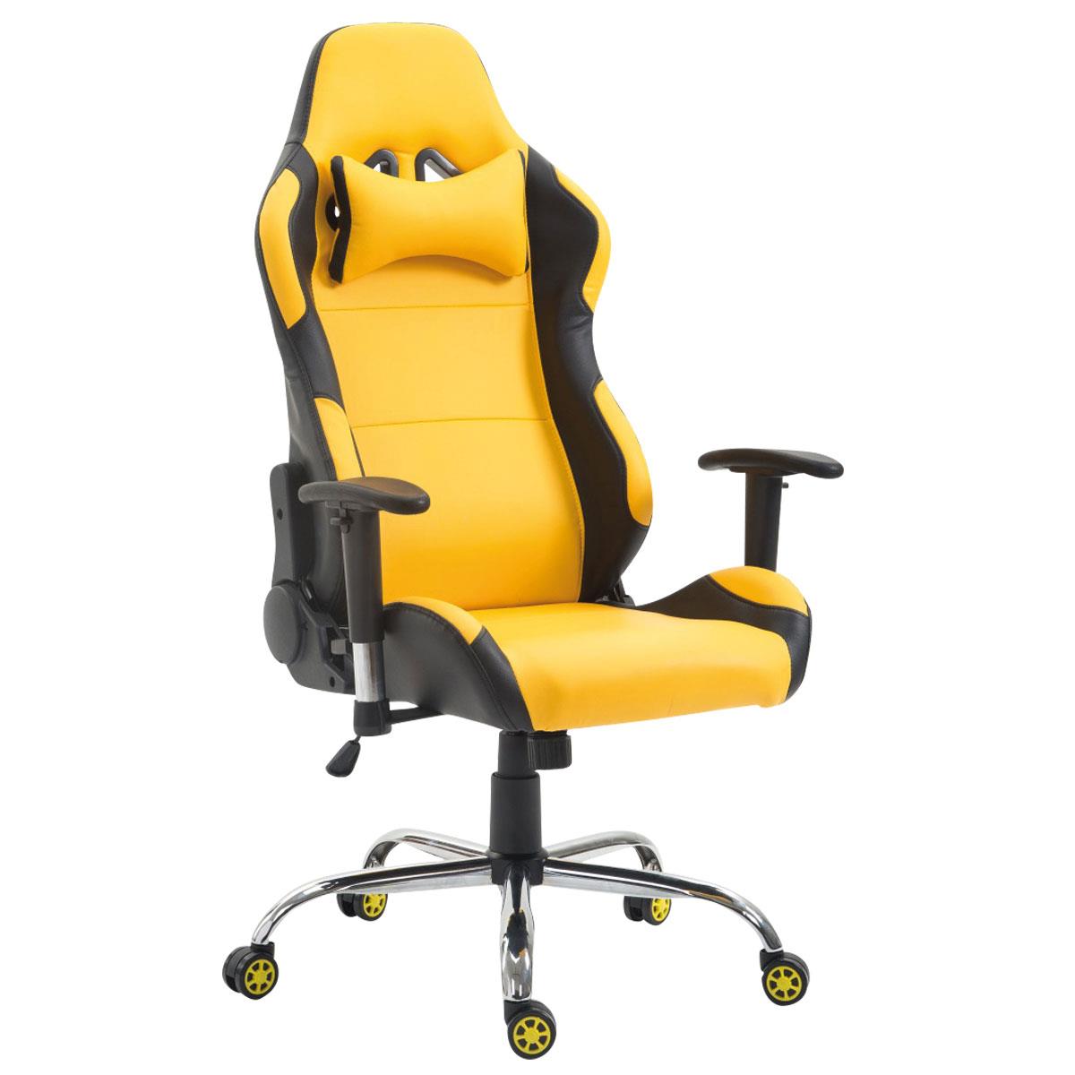 Gaming-Stuhl ROSBY. Sportliches Design und hoher Komfort, Lederbezug, Farbe Gelb