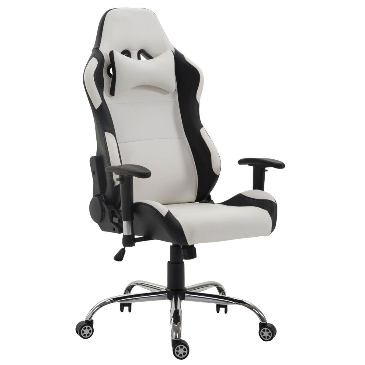 Gaming-Stuhl ROSBY. Sportliches Design und hoher Komfort, Lederbezug, Farbe Weiß