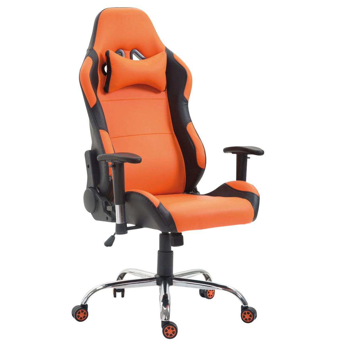 Gaming-Stuhl ROSBY. Sportliches Design und hoher Komfort, Lederbezug, Farbe Orange