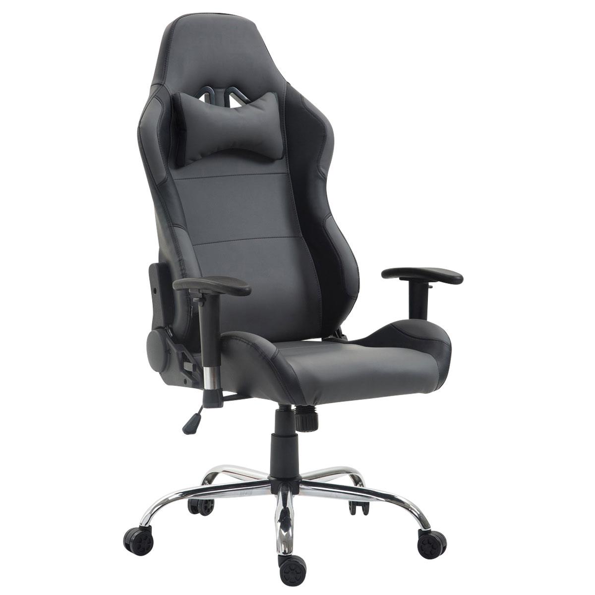 Gaming-Stuhl ROSBY. Sportliches Design und hoher Komfort, Lederbezug, Farbe Grau