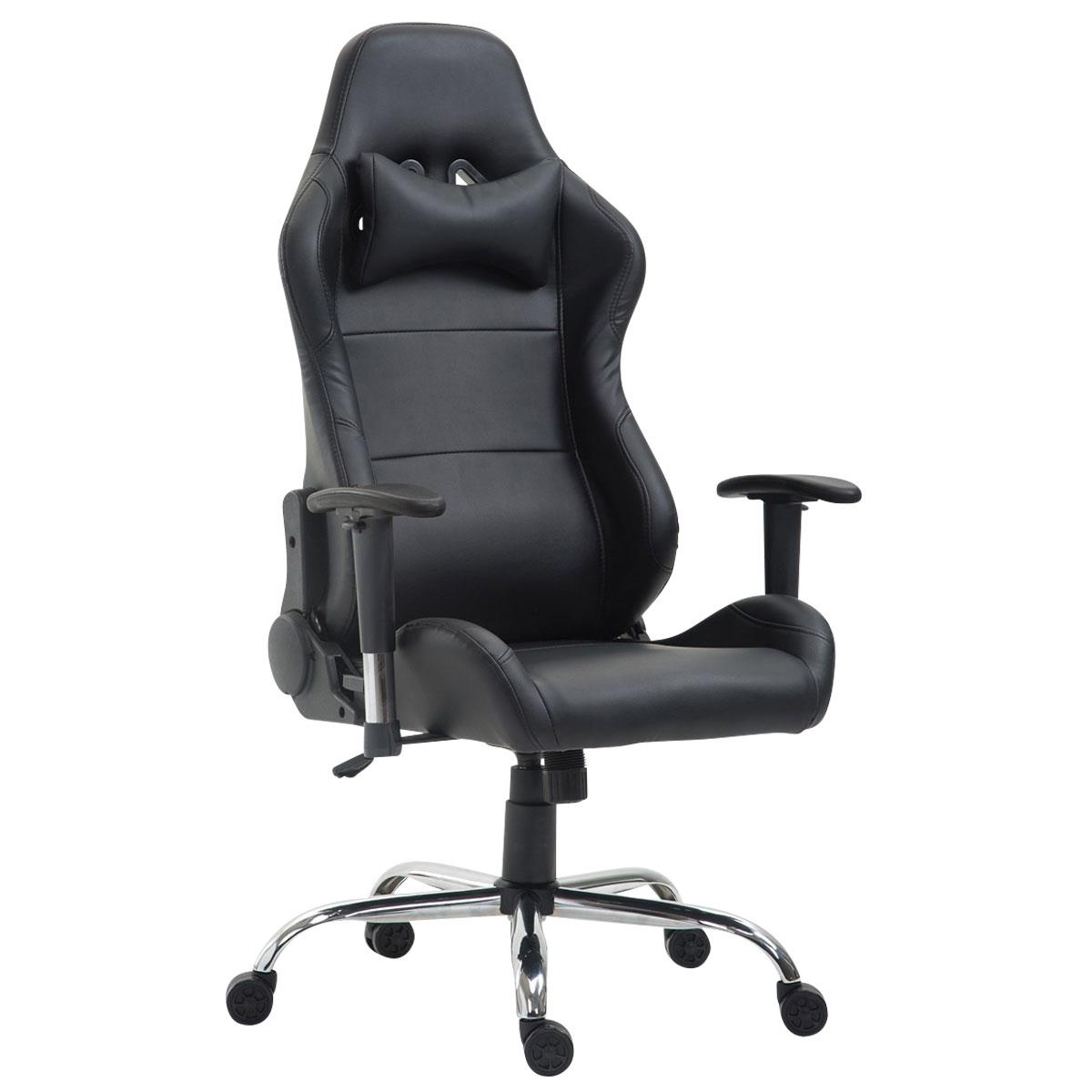 Gaming-Stuhl ROSBY sportliches Design und hoher Komfort, Lederbezug, Farbe Schwarz