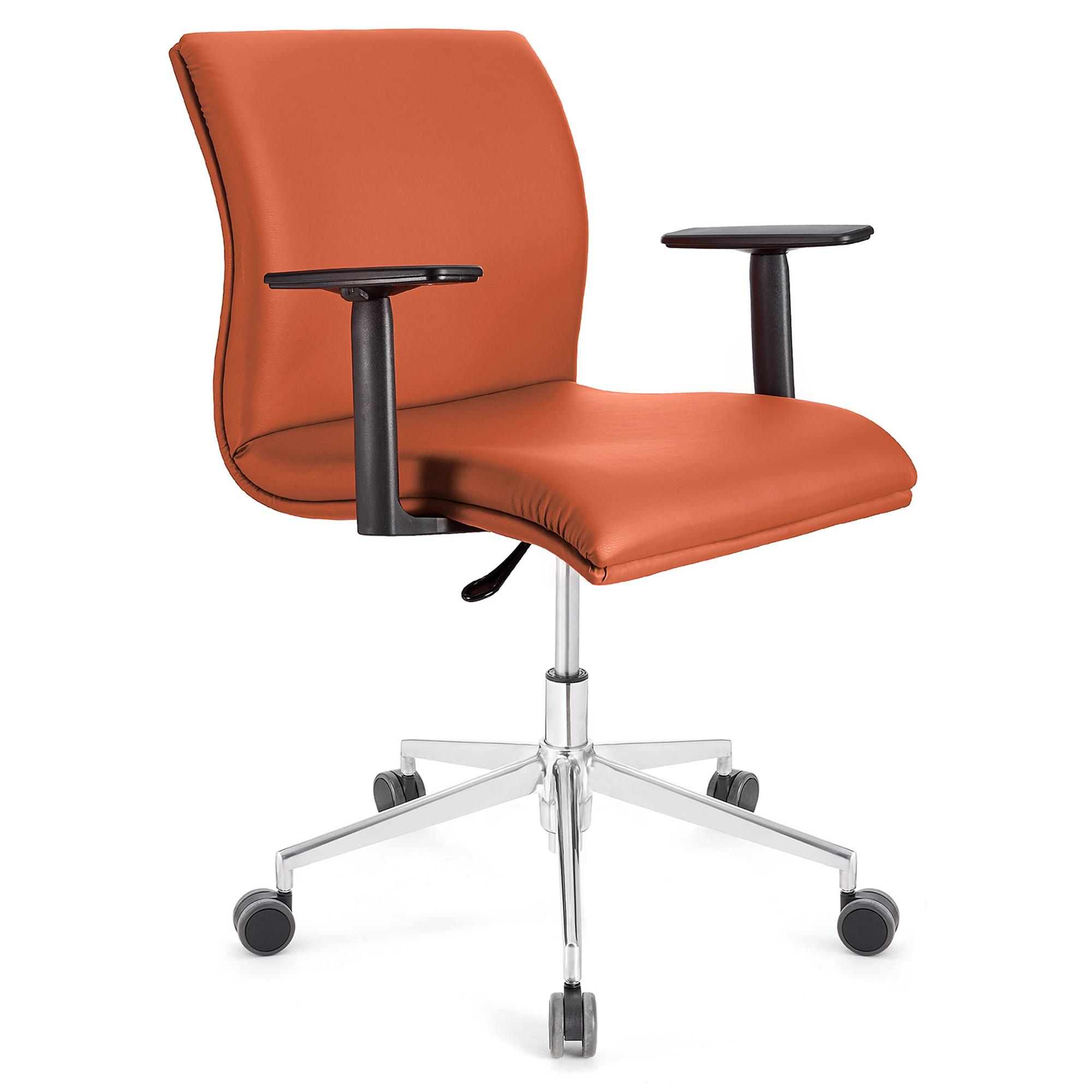 Bürostuhl HANNIBAL BASIS PRO LEDER, verstellbare Armlehnen, dicke Polsterung, Farbe Orange