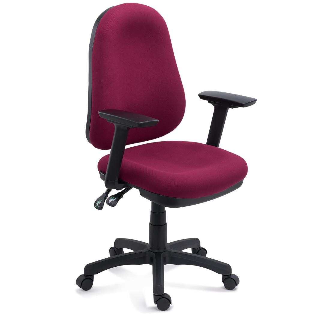 Ergonomischer Bürostuhl ZENIT, 3D-Armlehnen, gepolsterte Sitzfläche und Rückenlehne, Stoffbezug, Farbe Rot