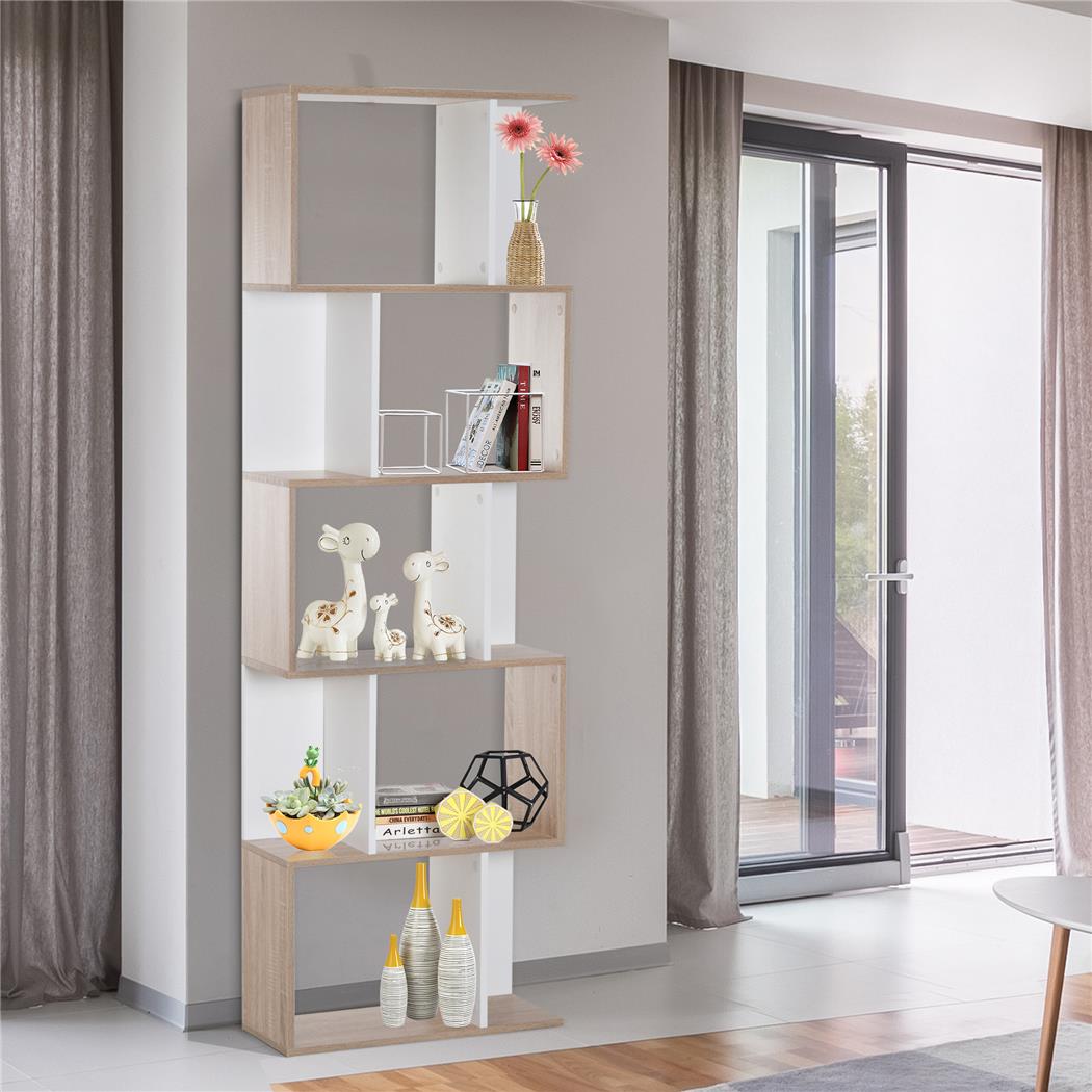 Büroregal AMIX, moderner Stil, 60 x 24 x 184,5 cm, Weiß/Eiche