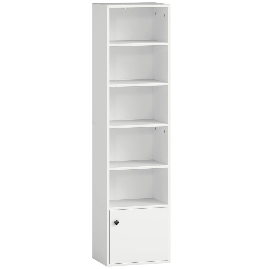 Büroregal ALMON, elegantes Design mit Schrank, 40 × 30 × 156 cm, Farbe Weiß