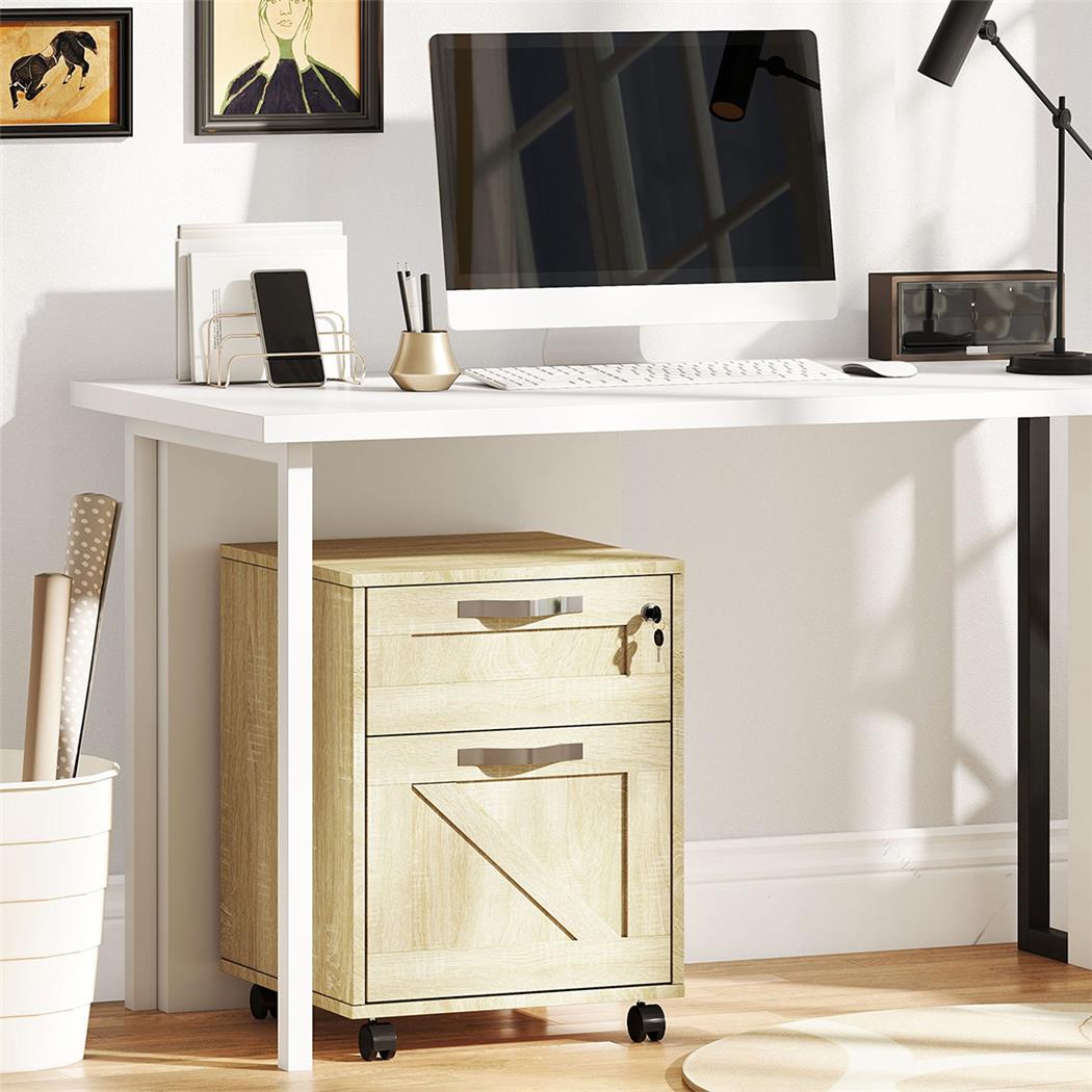 Aktenschrank PIX, Schreibtischcontainer mit Rollen, 41x42x56cm, Farbe Natur