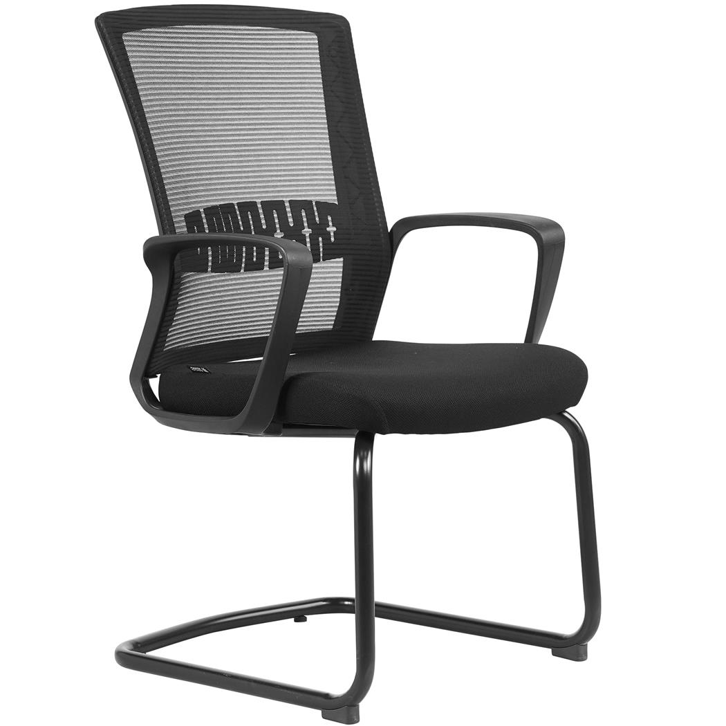 Besucherstuhl IBIZA V, Freischwinger, schwarzes Metallgestell, mit Lordosenstütze, Farbe Schwarz