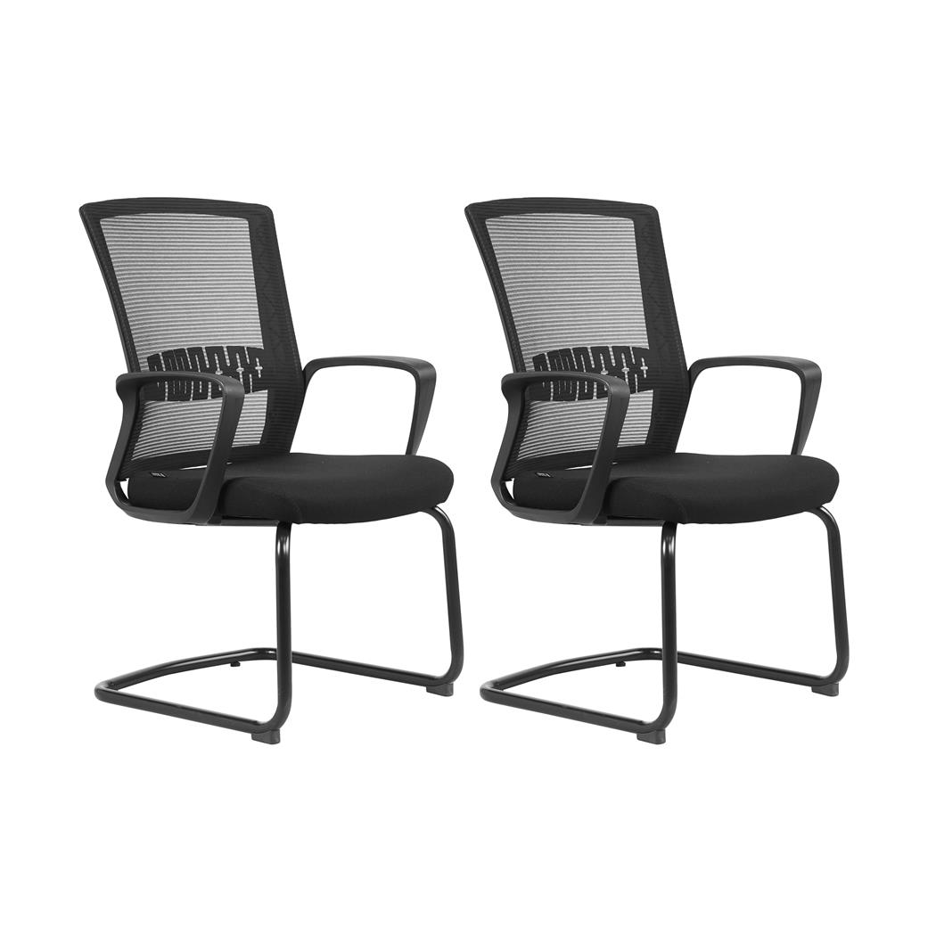 Im 2er Set: Besucherstuhl IBIZA V, Freischwinger, schwarzes Metallgestell, mit Lordosenstütze, Farbe Schwarz