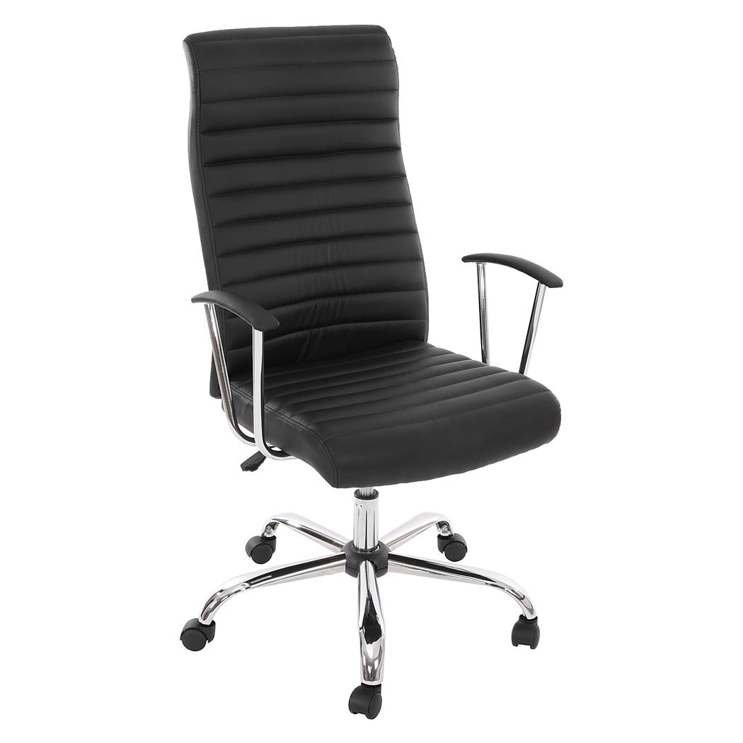 Chefsessel LUKAS, dicke Polsterung, Metallgestell, Lederbezug, Farbe Schwarz