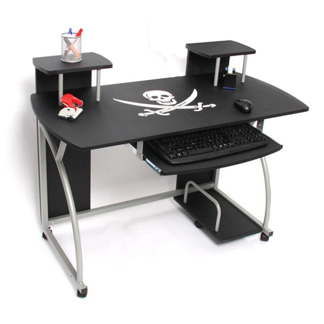 Computertisch OHIO PRO, Tastaturauszug, Abmessungen 115 x 55 cm, Farbe Schwarz mit Piratenmuster