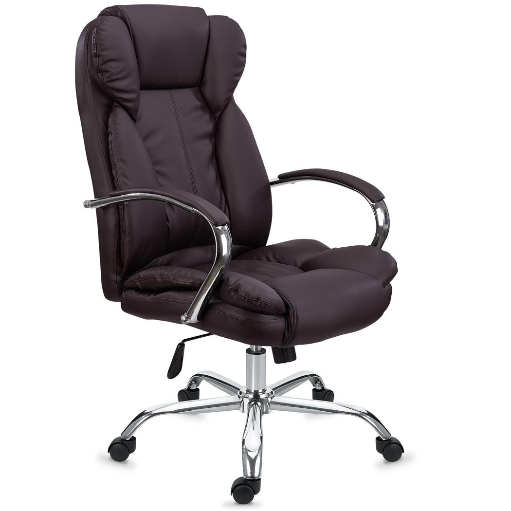 Chefsessel KANSAS, belastbar bis 150kg, hochwertige Qualität, aus Stahl und Leder hergestellt, Farbe Braun
