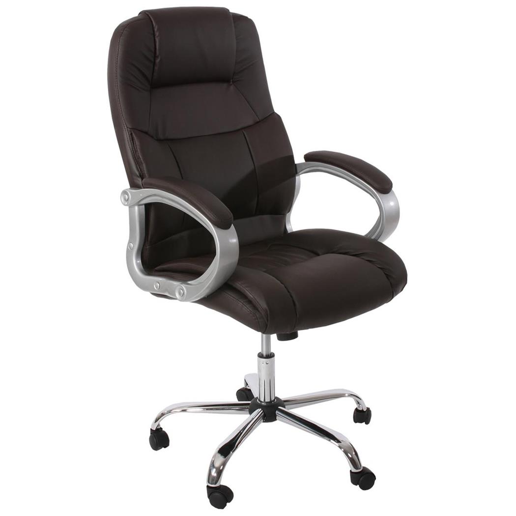Chefsessel BOSTON LEDER, dicke Polsterung, bis 150 kg belastbar, Stahlgestell, Farbe Dunkelbraun
