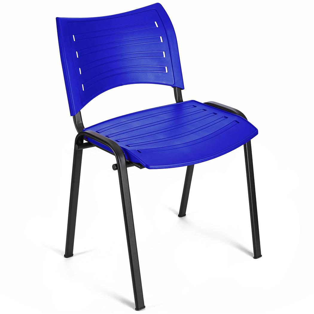 Besucherstuhl ELVA B, stapelbar und sehr praktisch, schwarze Stuhlbeine, Farbe Blau