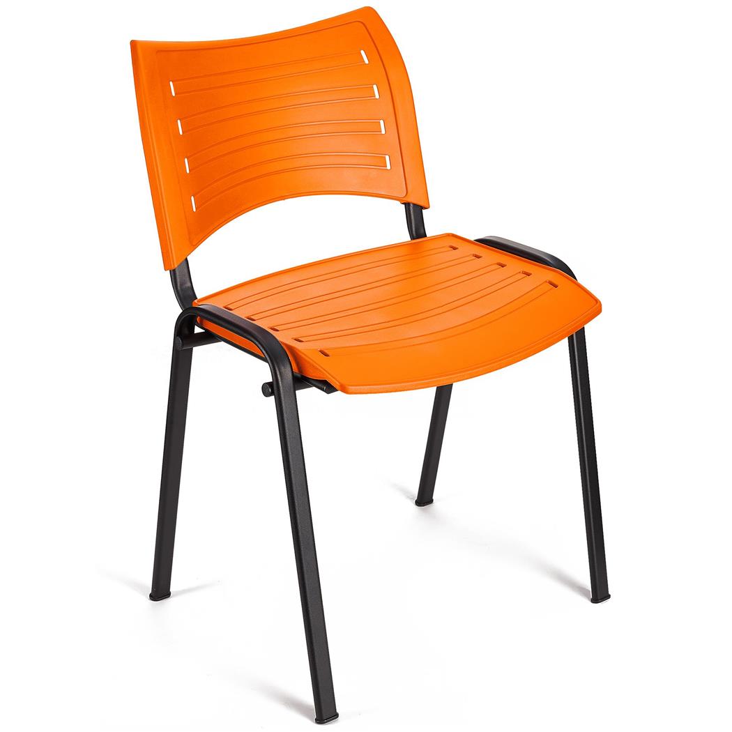 Besucherstuhl ELVA B, stapelbar und sehr praktisch, schwarze Stuhlbeine, Farbe Orange