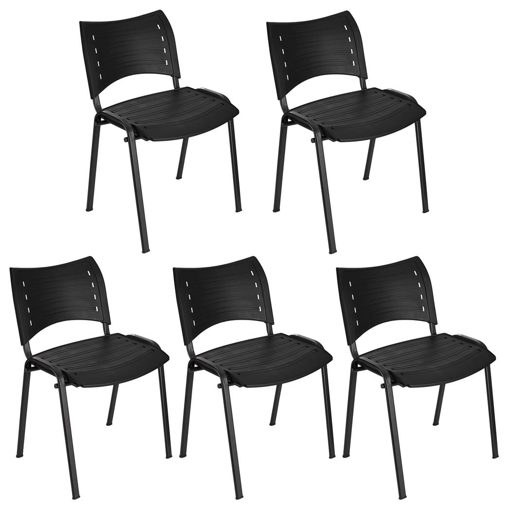 Im 5er-Set: Besucherstuhl ELVA B, stapelbar und sehr praktisch, schwarze Stuhlbeine, Farbe Schwarz