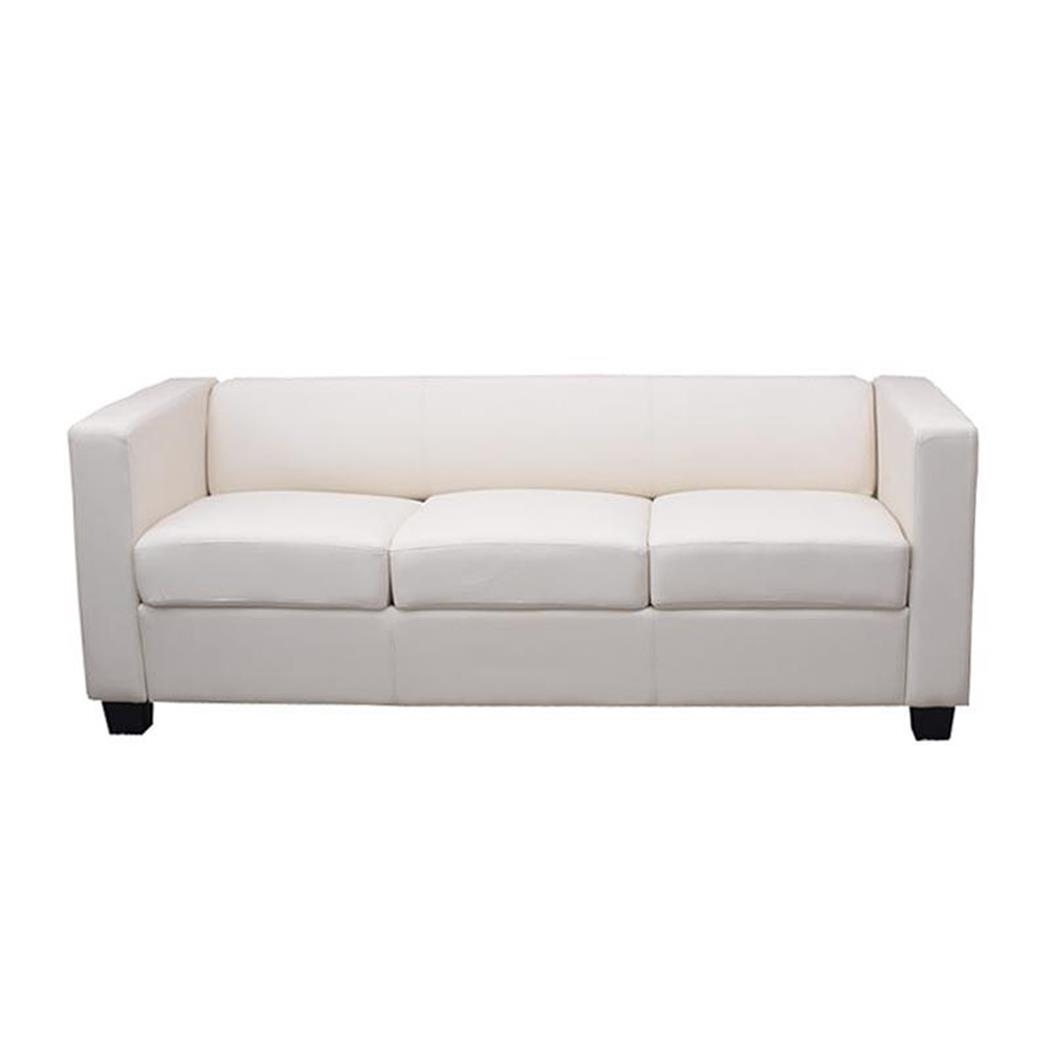 Sessel BASEL, Dreisitzer, elegantes Design, großer Komfort, Kunstleder, Farbe Cremeweiß