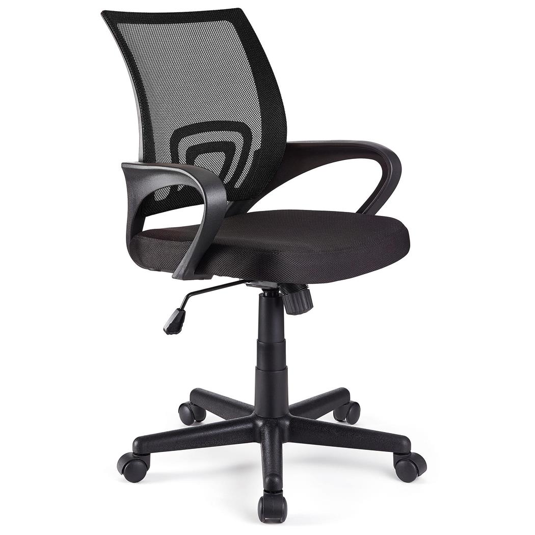 Schreibtischstuhl SEOUL, schönes Design, große gepolsterte Sitzfläche, Farbe Schwarz
