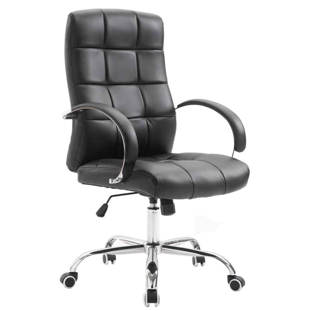 Chefsessel LISSABON, sehr hochwertig, Metallgestell, Lederbezug, Farbe Schwarz