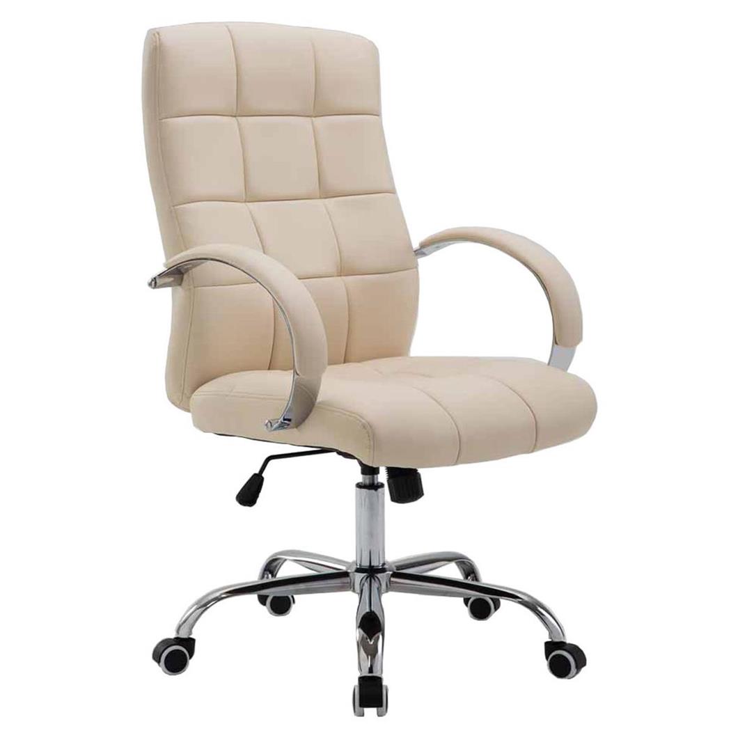 Chefsessel LISSABON, sehr hochwertig, Metallgestell, Lederbezug, Farbe Beige