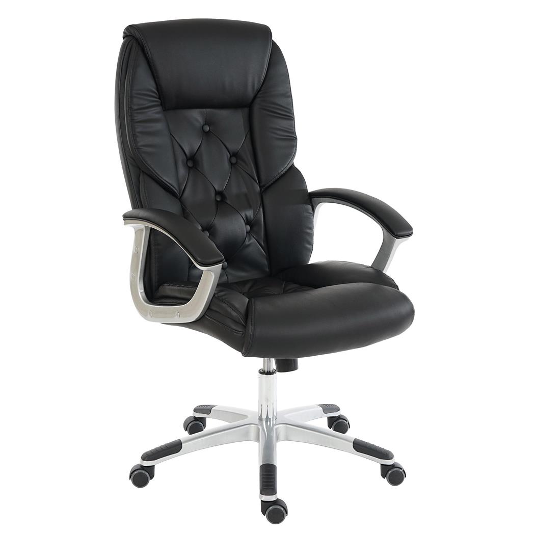 Chefsessel DIONE, elegantes Design, dicke Polsterung, belastbar bis zu 150 kg, Lederbezug, Farbe Schwarz
