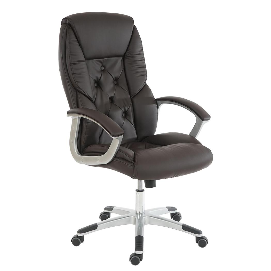 Chefsessel DIONE, elegantes Design, dicke Polsterung, belastbar bis zu 150 kg, Lederbezug, Farbe Braun