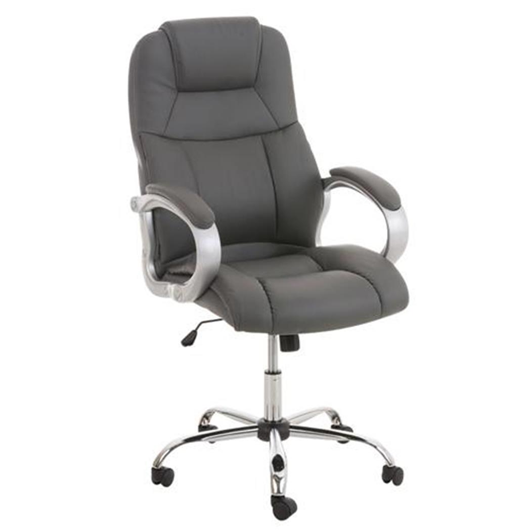 Chefsessel BOSTON LEDER, dicke Polsterung, bis 150 kg belastbar, Stahlgestell, Farbe Grau