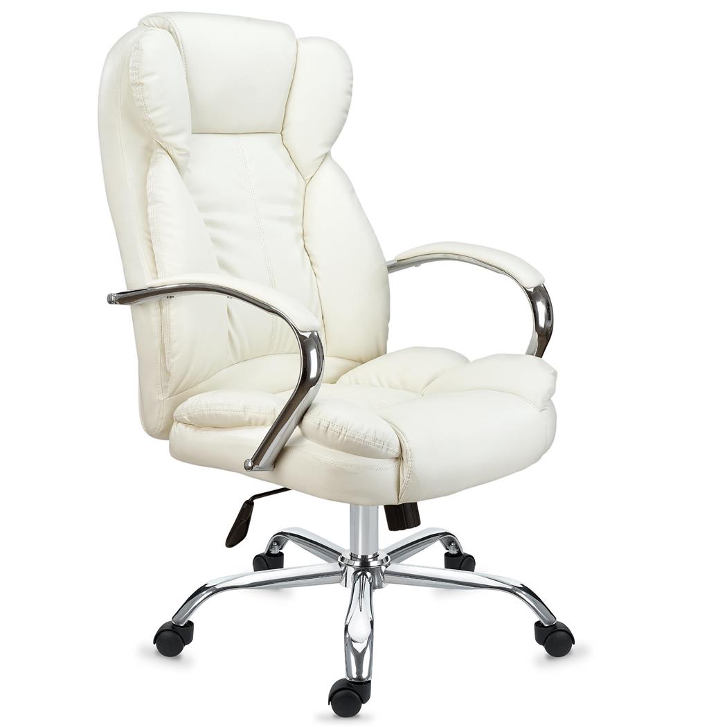 Chefsessel KANSAS, belastbar bis 150kg, hochwertige Qualität, aus Stahl und Leder hergestellt, Farbe Beige