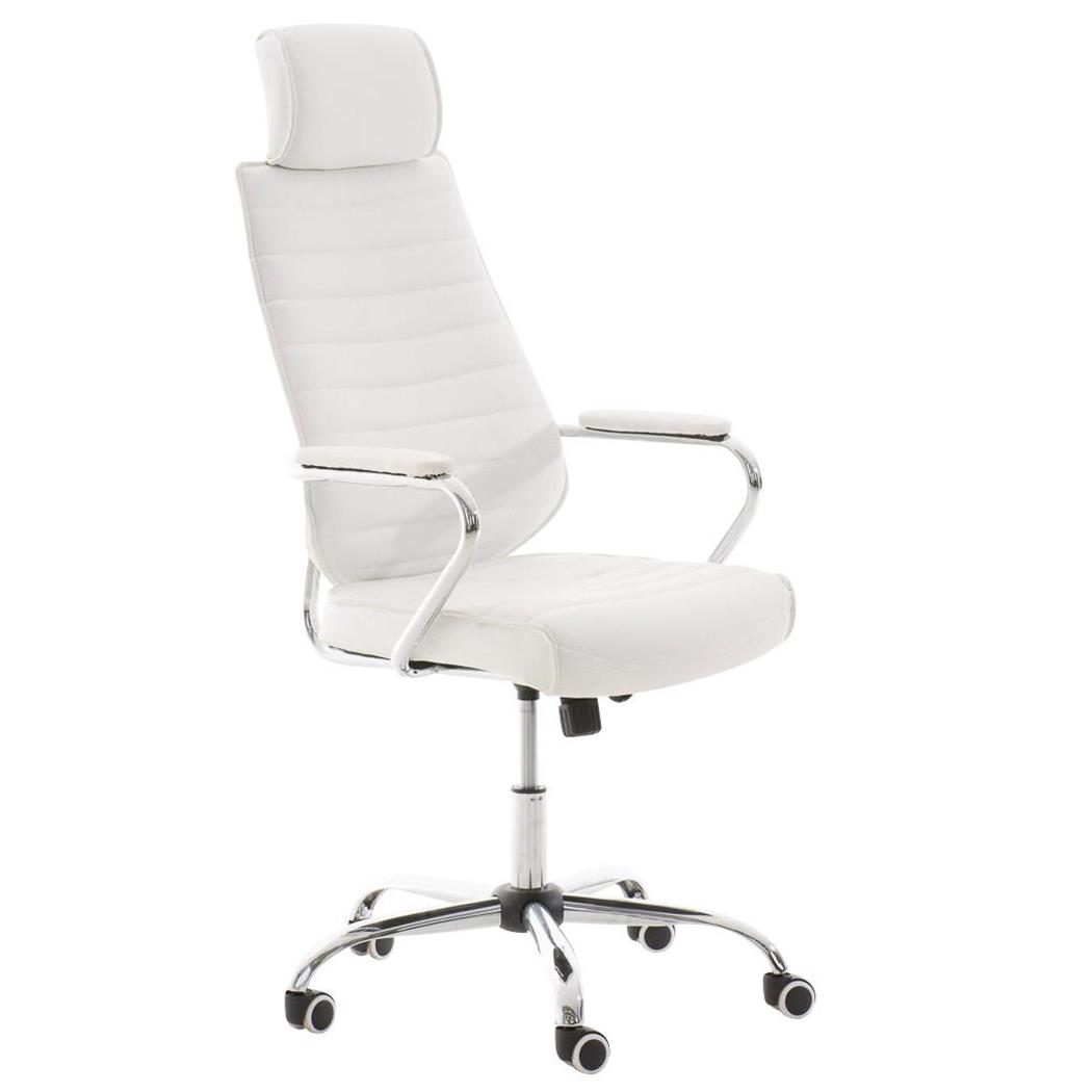 Chefsessel RENO, Metallgestell, hohe Rückenlehne, Lederbezug, Farbe Weiß