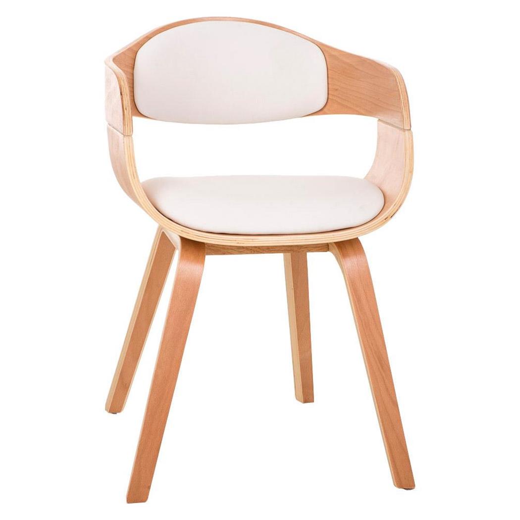 Besucherstuhl BUTAN LEDER, exklusives Design, Holzgestell in Buchenfarben, Farbe Weiß