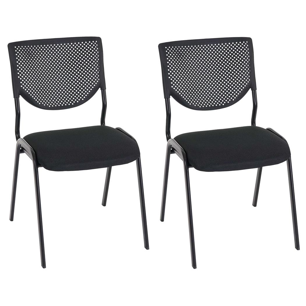 Im 2er-Set: Besucherstuhl NAPOLI, vielseitig und bequem, Metallgestell, schwarze Stuhlbeine, Farbe Schwarz
