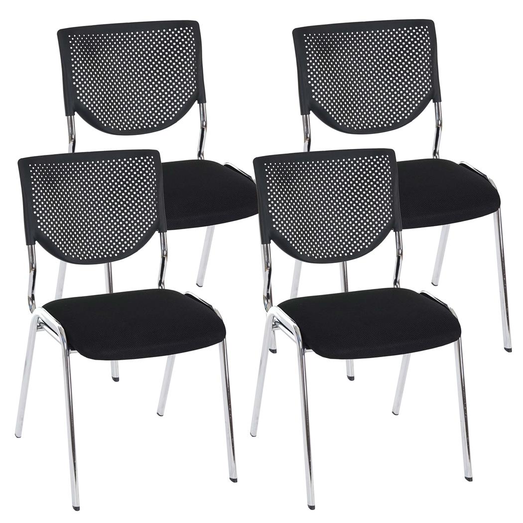 Im 4er-Set: Konferenzstuhl NAPOLI, vielseitig und bequem, Metallgestell, verchromte Stuhlbeine, Farbe Schwarz