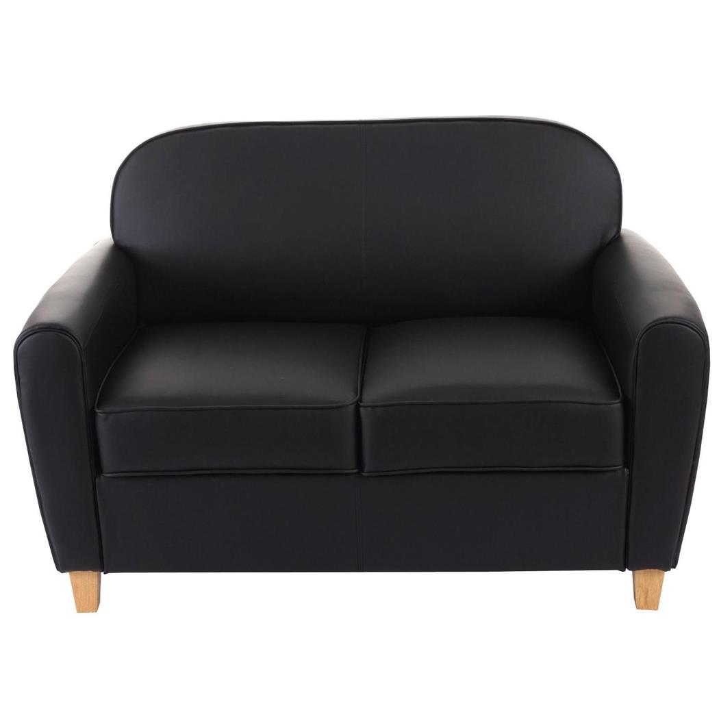 Sofa ARTIS, Zweisitzer. Elegantes Design, bequem und vielseitig, Lederbezug, Farbe Schwarz