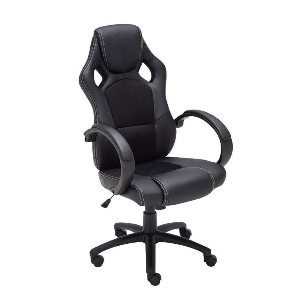 Gamingstuhl MONTMELO, spektakuläres sportliches Design, Leder- und Stoffbezug, Farbe Schwarz