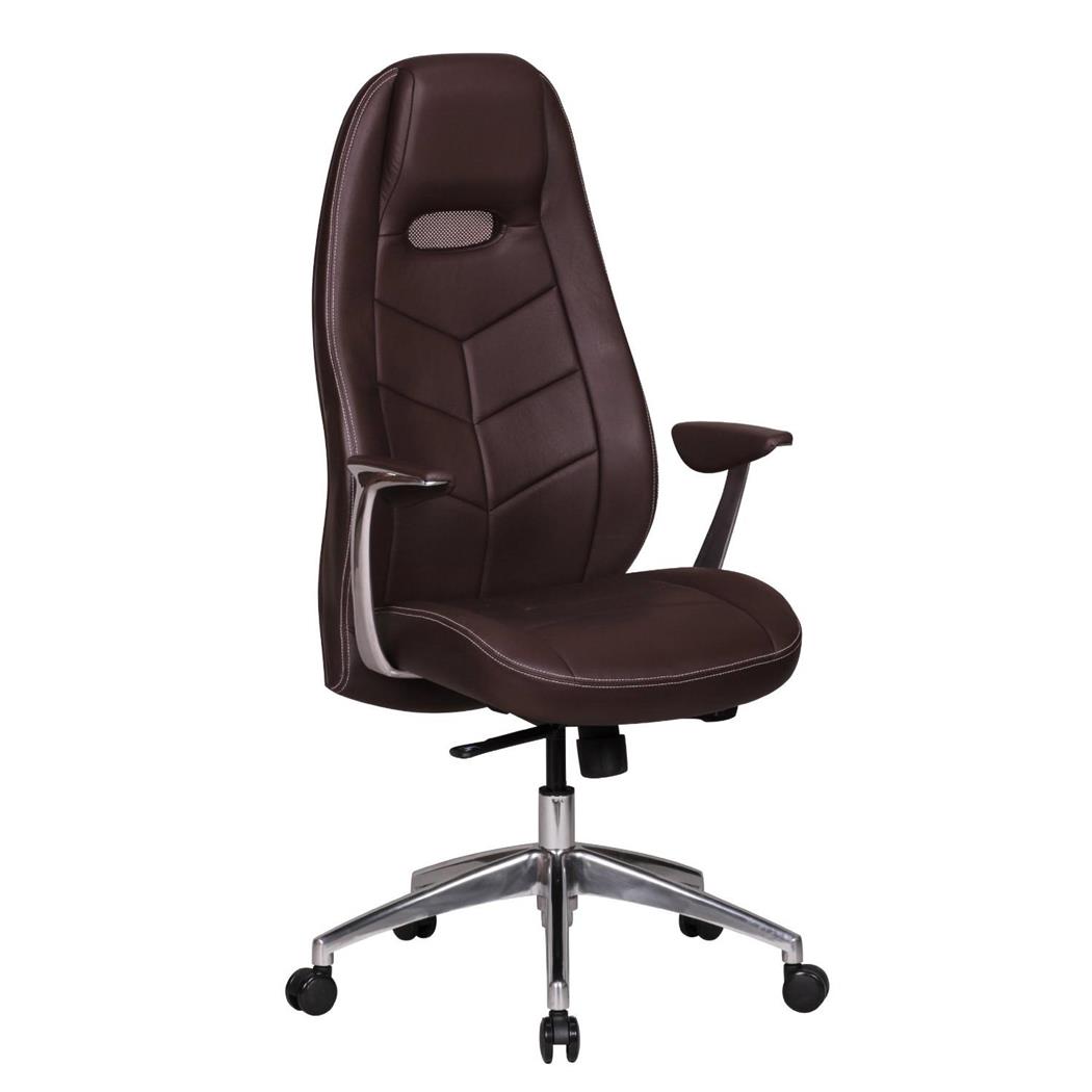 Gamingstuhl FANGIO, exklusives sportliches Design, Naturlederbezug, Farbe Braun