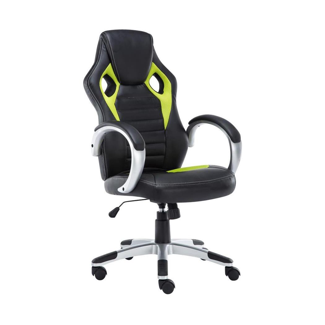 Gaming-Stuhl ASCARI PRO, sportliches Design, sehr bequem, Leder- und Stoffbezug, Farbe Schwarz / Grün